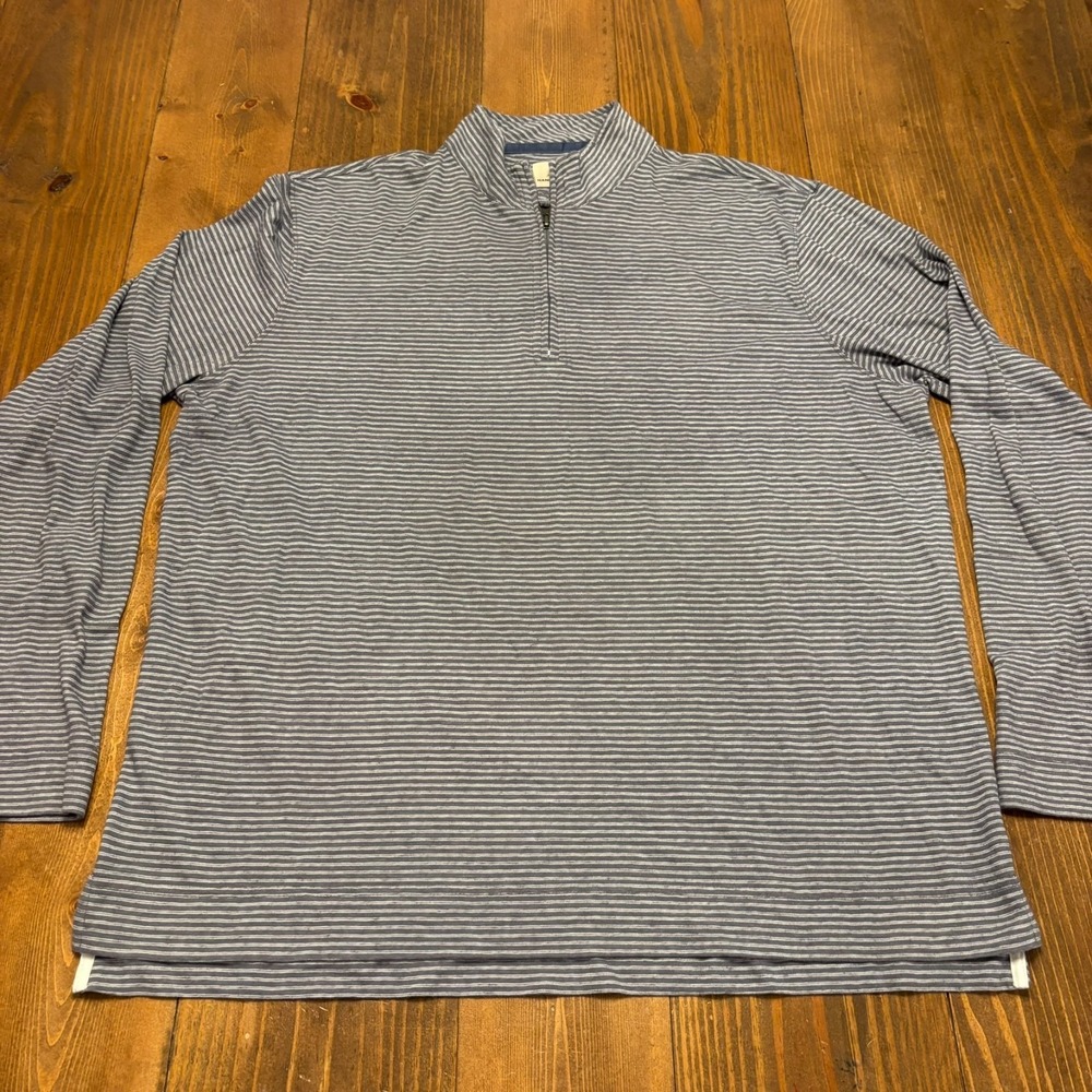 Johnnie-O Harvell Slub Stripe‎ 1/4 Zip Pullover Men's Size XL Gray Hangin Out